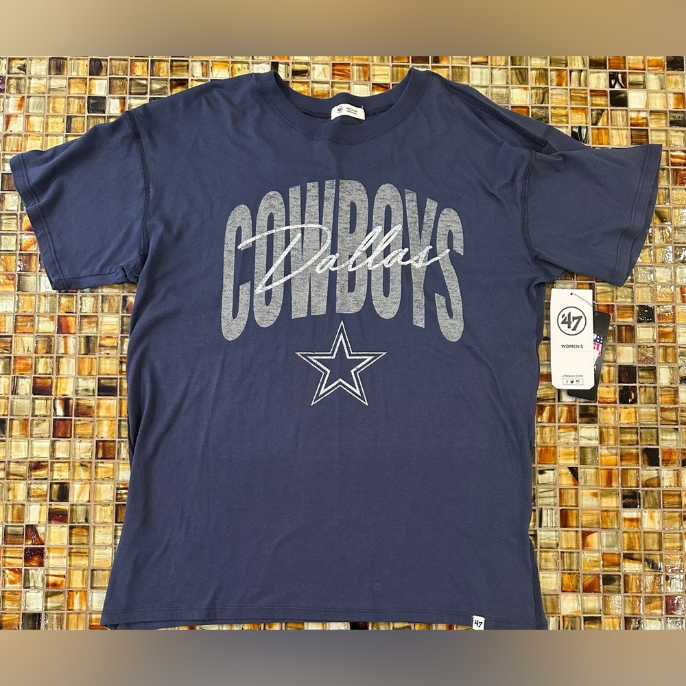 NWT Dallas Cowboys Women's ‘47 Brand Short Sleeve Top~Atlas Blue~Medium~NWT~$40